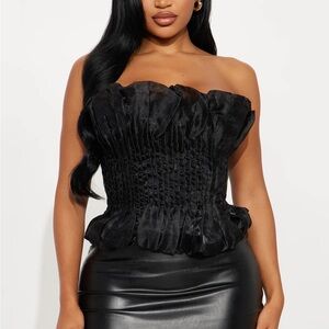 Fashion Nova Black Ruched Top